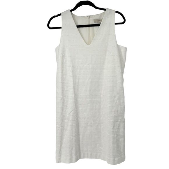 Loft White V Neck Sleevless Dress with Pockets